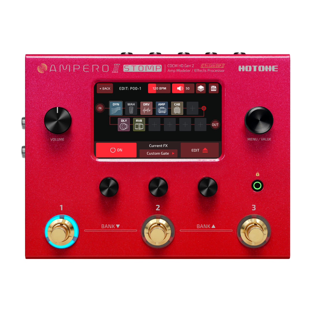 HOTONE - AMPERO II STOMP LIMITED EDITION RED - AMP MODELER & EFFECTS  PROCESSOR