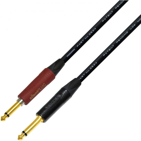 10 ft Straight to Straight Guitar & Bass Instrument Cable -Using Mogami 2524, Neutrik SilentPlug & Neutrik Gold Mono Straight Ts Plug
