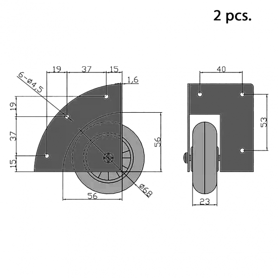 Flight Case Recessed Corner Caster Wheels